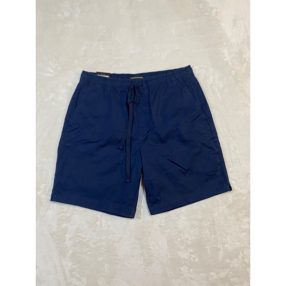 Banana Republic Men Navy Blue Cotton Stretch Drawstring Shorts Medium NWT